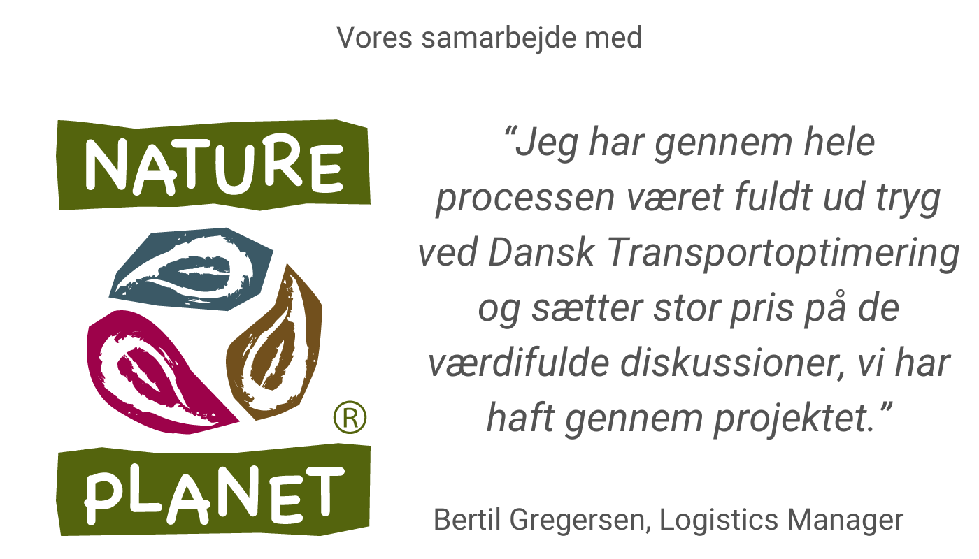 DTO dansk transportoptimering samarbejde med Nature Planet